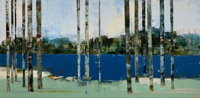 Helmuth van Galen, abstract, landscape, landschap, trees, bomen, blauw, groen